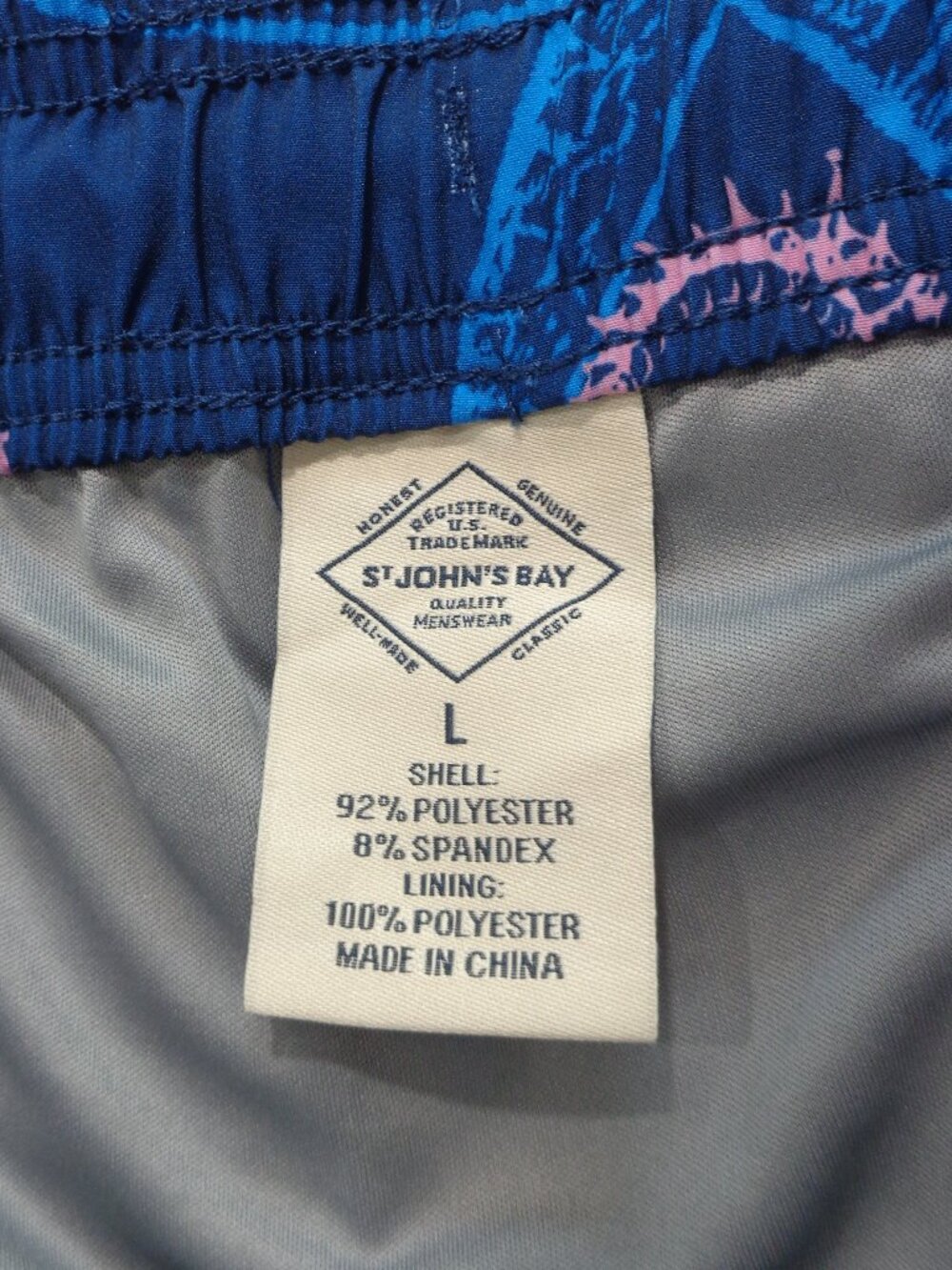 St. John's Bay Men's Large Swim Trunks Seahorse and Star Navy Blue Pink NWT - Picture 3 of 9